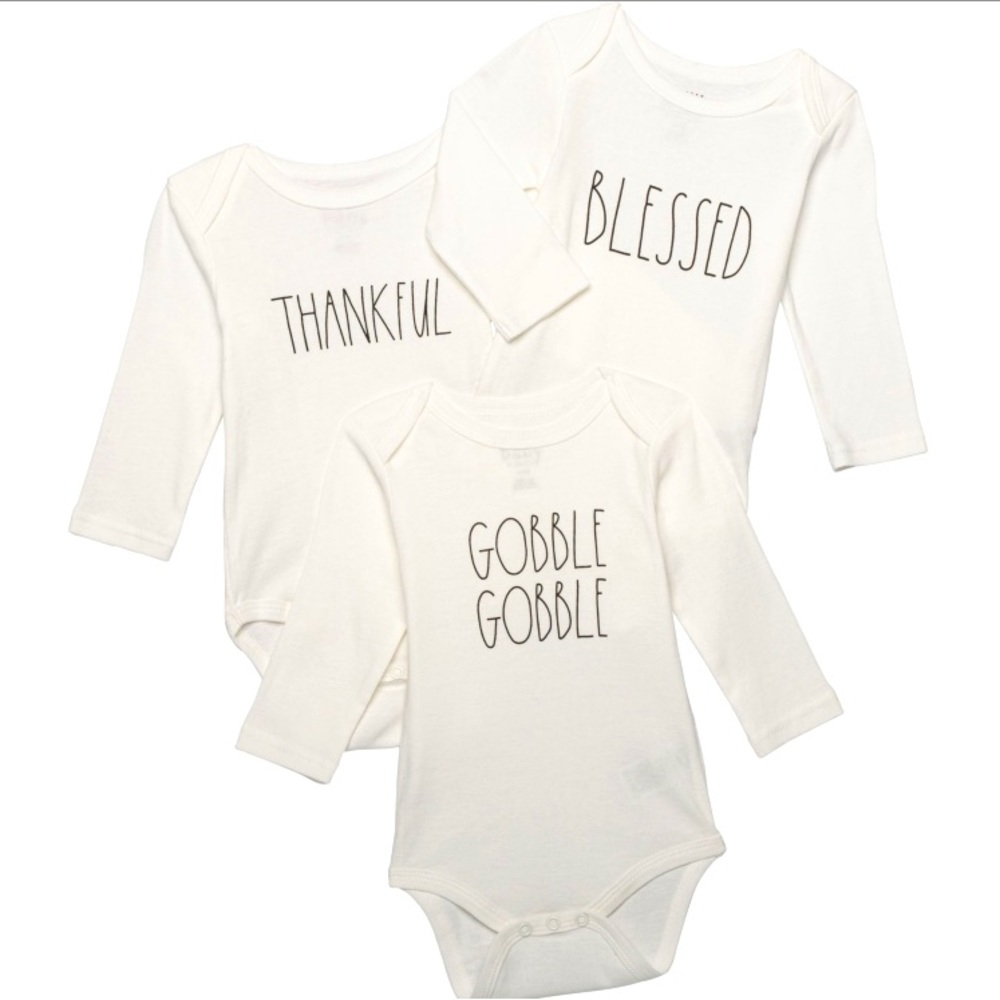 🎃Rae Dunn Gobble Gobble, Thankful, Blessed Baby Bodysuits - Picture 8 of 9